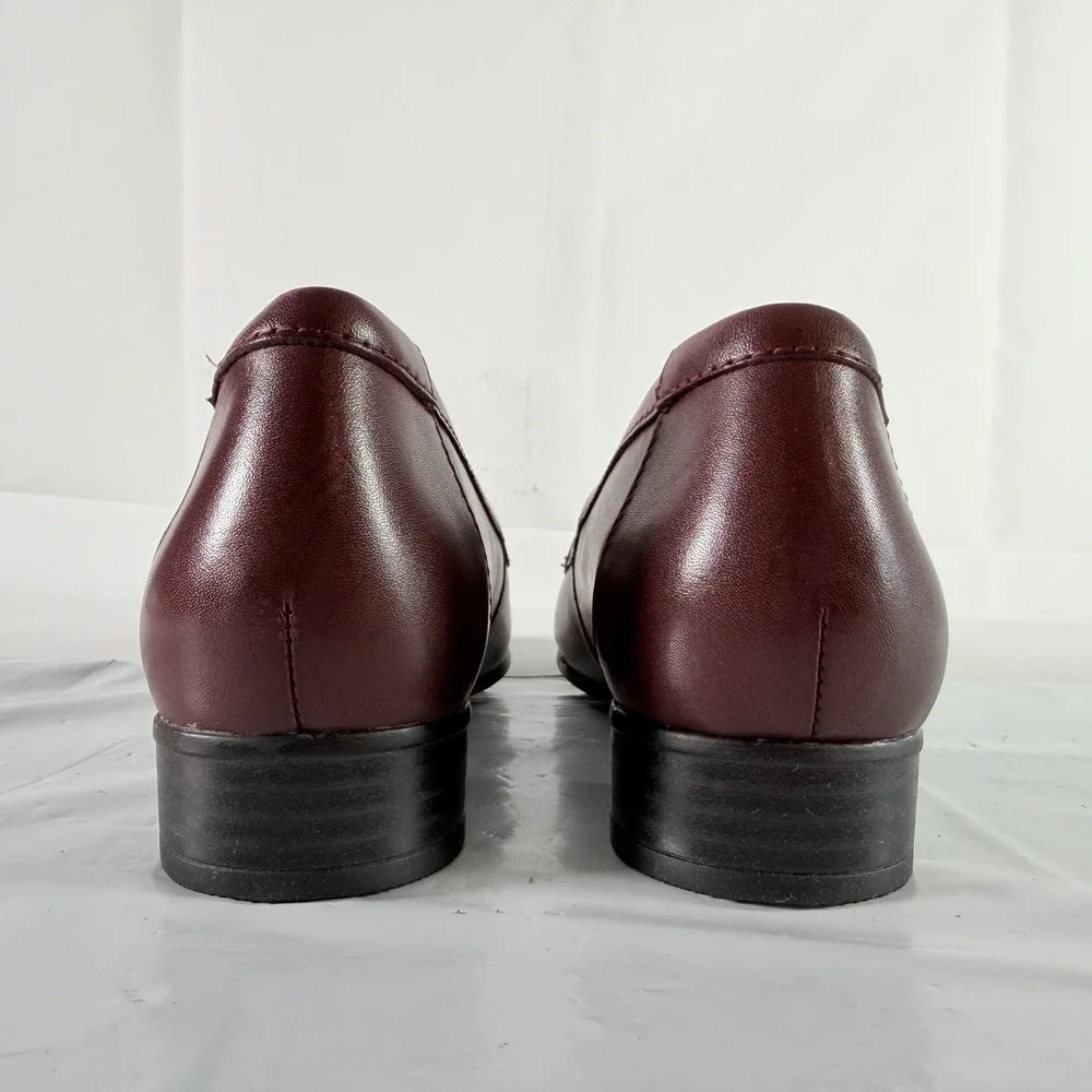 Clarks Women Juliet Coast‎ Leather Slip On Loafers Burgundy Size 6.5